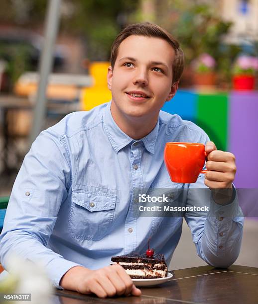 Young Man In The Cafe Stock Photo - Download Image Now - Adult, Adults Only, Beautiful People