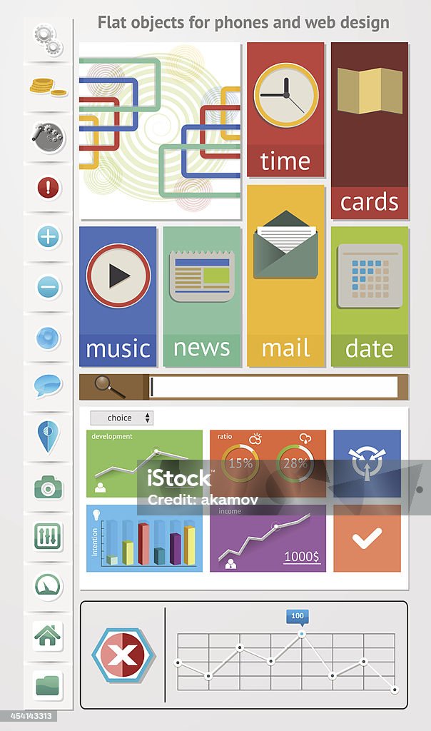Flat Objects For Phones And Web Design Stock Illustration - Download ...