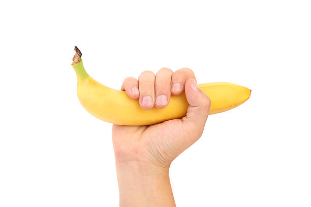istock Hand hold banana. fruit. isolated. 454144213