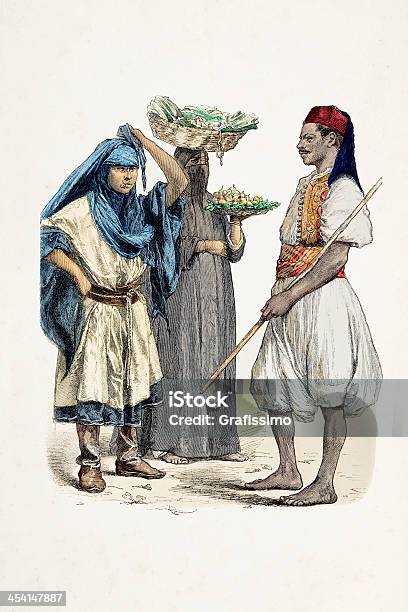 Ilustración de Egyptian Personas En Vestido Tradicional y más Vectores Libres de Derechos de Anticuado - Anticuado, Asia Occidental, Beduino