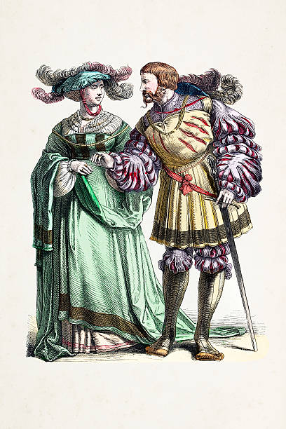 istock Aristocratic german couple in traditional clothing from 16th century 454147915