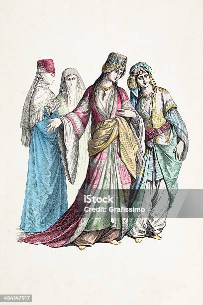Türkischen Frauen In Traditioneller Kleidung Stock Vektor Art und mehr Bilder von 19. Jahrhundert - 19. Jahrhundert, Alt, Altertümlich
