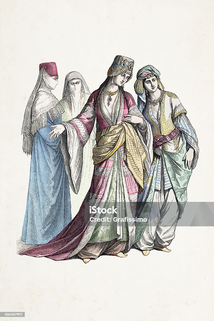 Las mujeres en vestido tradicional turca - Ilustración de stock de Adulto libre de derechos