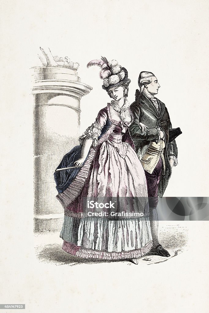 貴族のカップルに、伝統的な服装 1780 - 18世紀のロイヤリティフリーストックイラストレーション