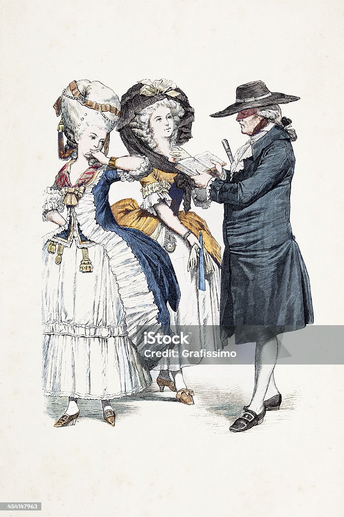 Aristokratische französische Personen in traditioneller Kleidung von 18. cen - Lizenzfrei Frankreich Stock-Illustration