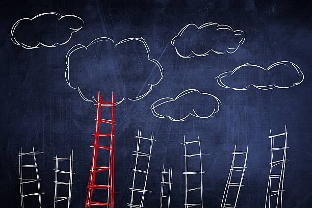 istock Concept success ladder and competition, sketch 454149291