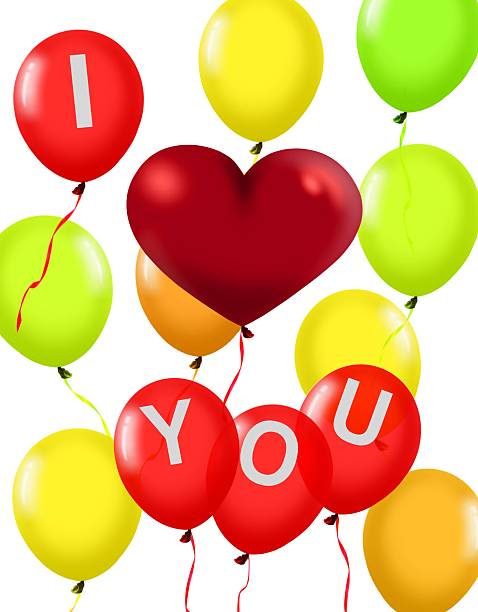 istock Balloons with a red love shape symbol 454150161