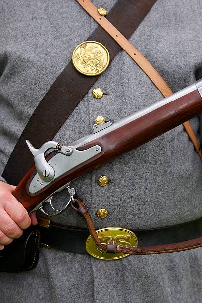 istock Civil War Reenactor Holds his Musket 454156523
