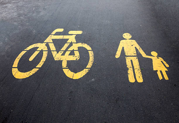 istock Bicycle and pedestrian road sign 454156623