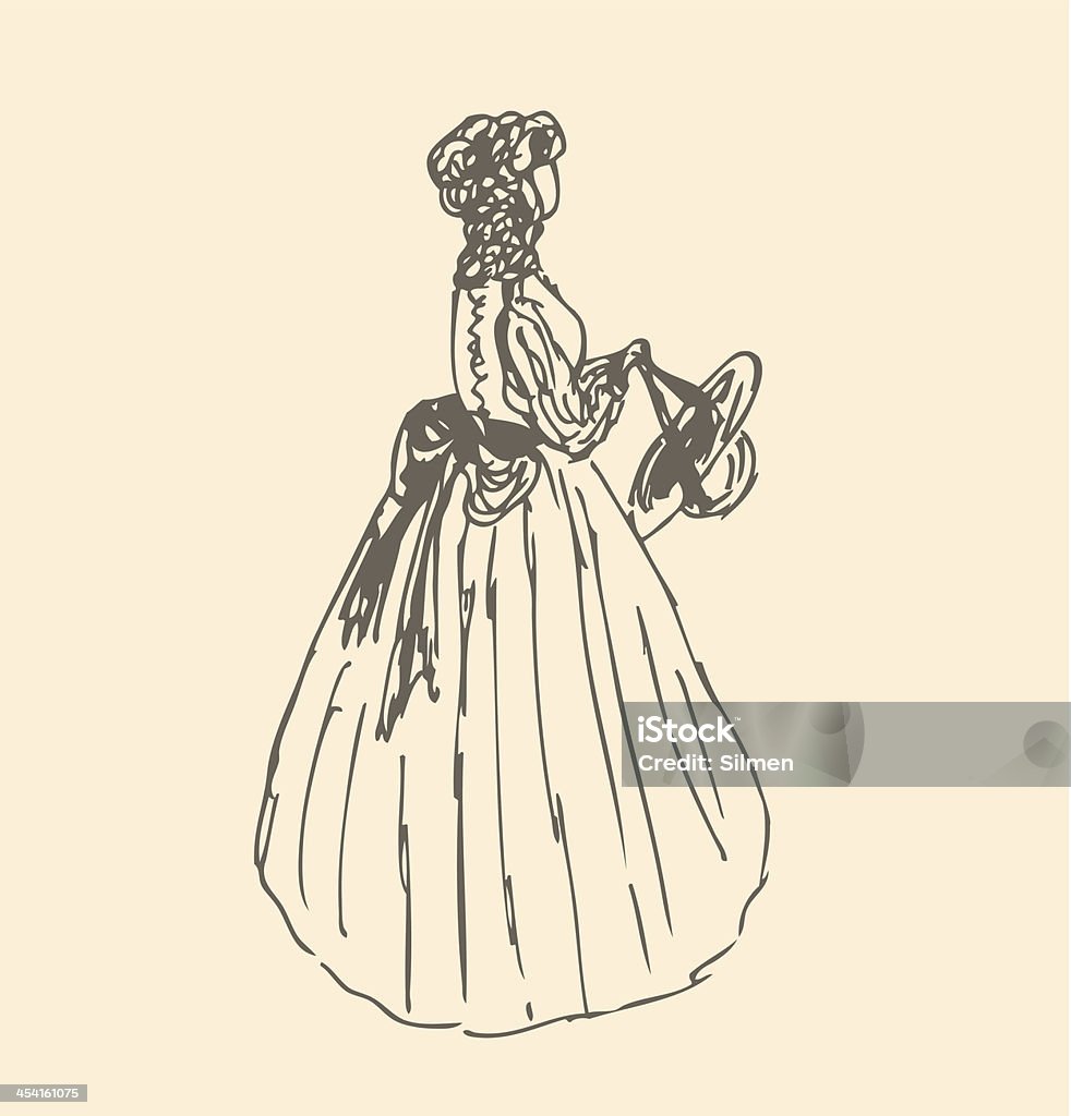 ロマンチックな女性にレトロな服 - ビクトリア様式のロイヤリティフリーベクトルアート