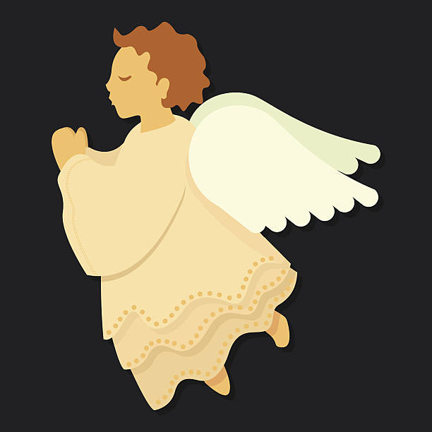 Winged Angel de oração - ilustração de arte em vetor