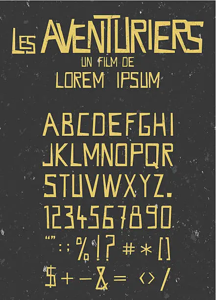 Vector illustration of retro font with seamless grunge texture background