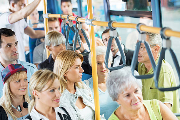istock Group of people on the bus. 454164939