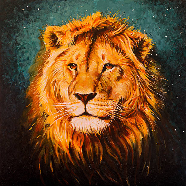 lion aslan - palette knife painting stock illustrations