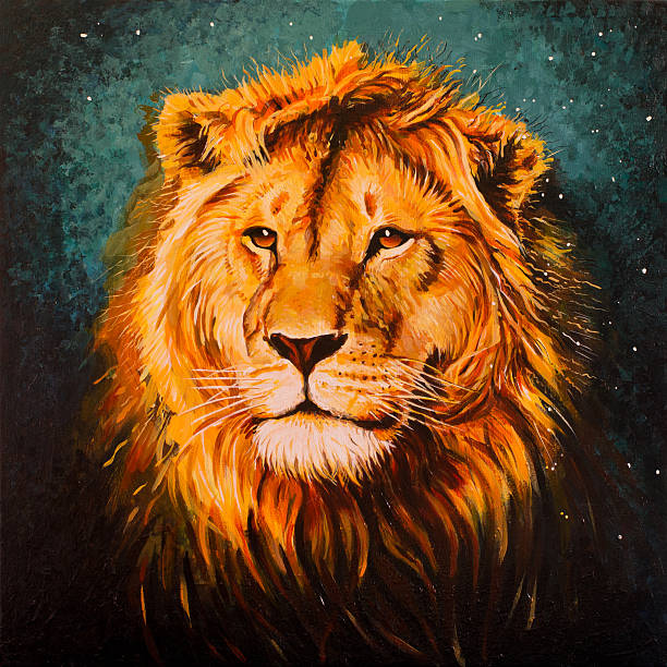 лев aslan - palette knife painting stock illustrations