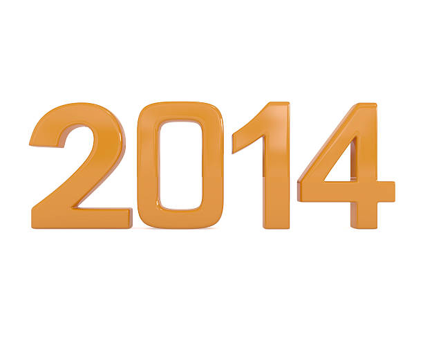 Arancio anno 2014 segno isolato su bianco - foto stock