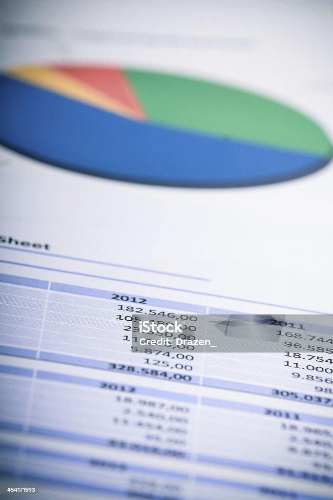 Ganancias y pérdidas declaración con cifras financieras y de las inversiones presupuesto - Foto de stock de Actividades bancarias libre de derechos