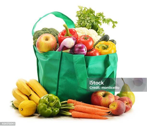 쇼핑백 식료품 흰색 바탕에 그림자와 가방에 대한 스톡 사진 및 기타 이미지 - 가방, 채소, 0명
