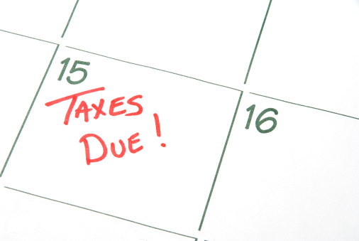 A calendar reminder that Taxes are Due