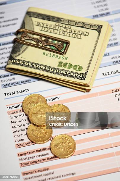 Dollars And British Pounds Over Financial Report Stock Photo - Download Image Now - Accountancy, Audit, Bank Statement