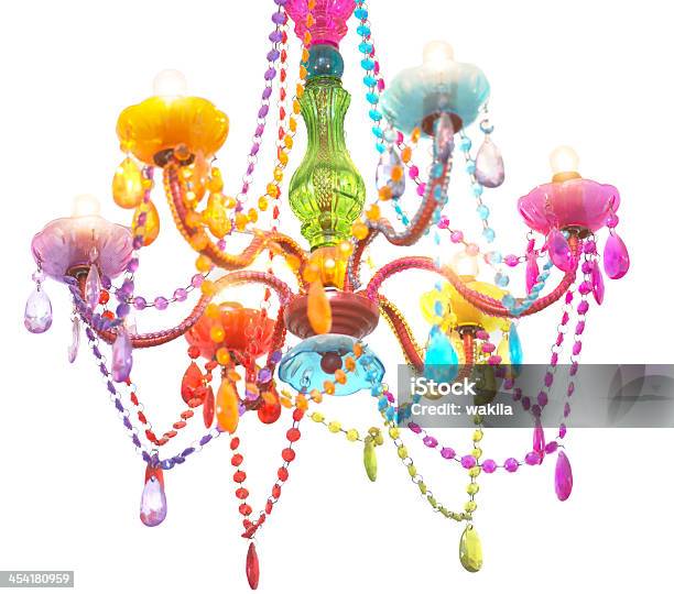 Chandelier De Colores Sobre Fondo Blanco Foto de stock y más banco de imágenes de Chandelier - Chandelier, Fondo blanco, Recortable