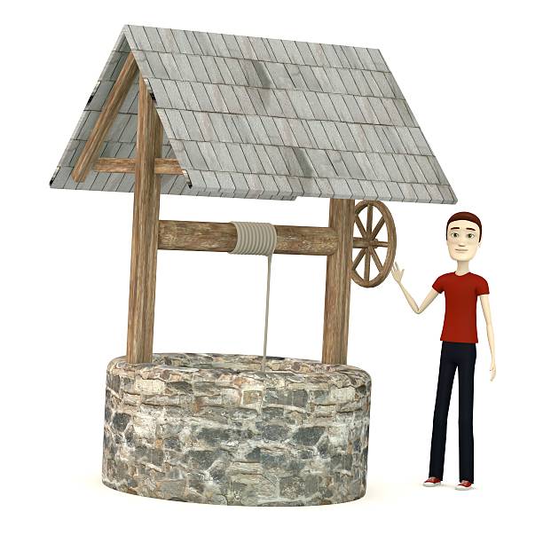 istock cartoon character with well 454181277