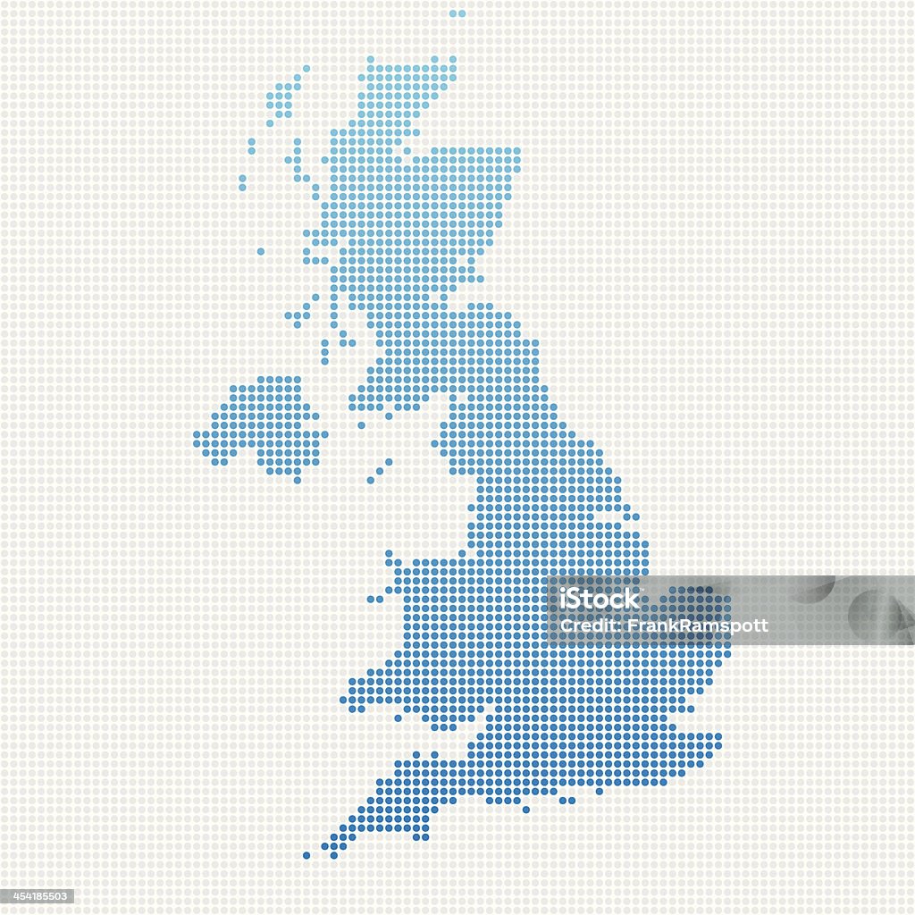 Reino Unido mapa pontilhado de azul - Vetor de Reino Unido royalty-free