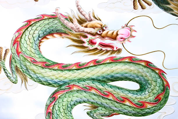istock Dragon painting on the glass 454186127