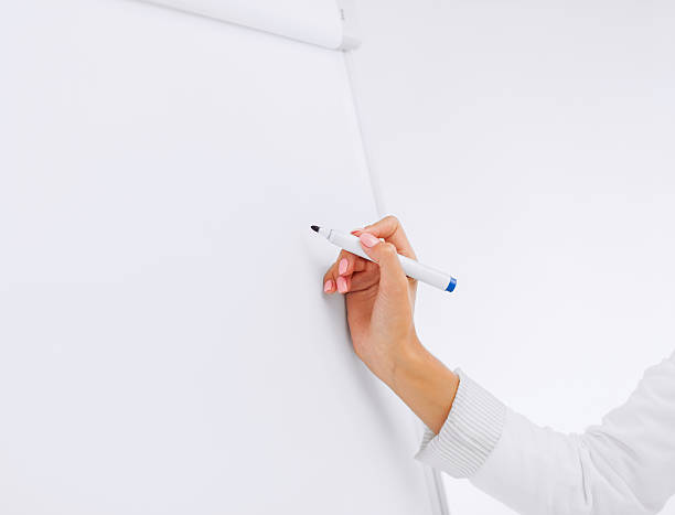 istock businesswoman working with flip board in office 454189671