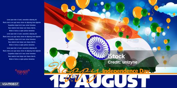 Celebração Do Dia Da Independência Da Índia - Arte vetorial de stock e mais imagens de Azul - Azul, Azul Turquesa, Balão - Enfeite