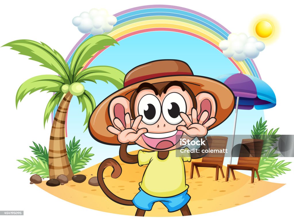 Monos en la playa - arte vectorial de Agua libre de derechos