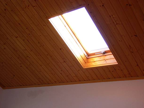 istock Roof skylight wooden window 454197423