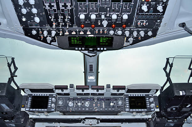 Airplane cockpit stock photo