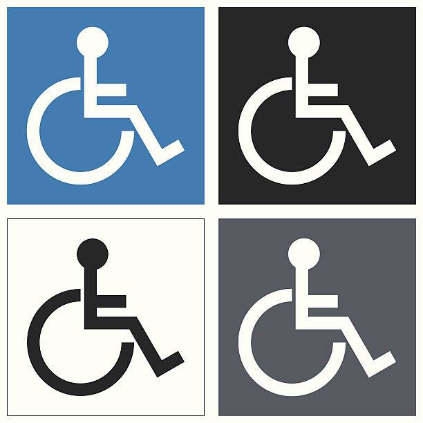 вектор отключить икона set - silhouette interface icons wheelchair icon set stock illustrations