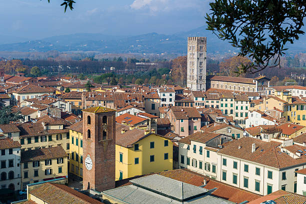 istock Aerial view of Lucca, Italy 454220121