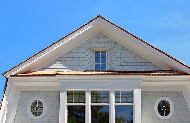 istock Low angle view of house upper floors 454234177
