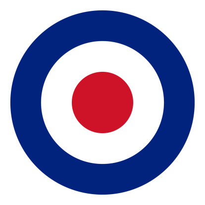 Roundel flag of the British Royal Air Force RAF - isolated over white background