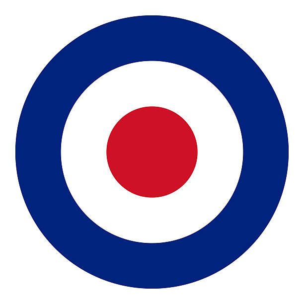 RAF flag Roundel flag of the British Royal Air Force RAF - isolated over white background raf stock illustrations