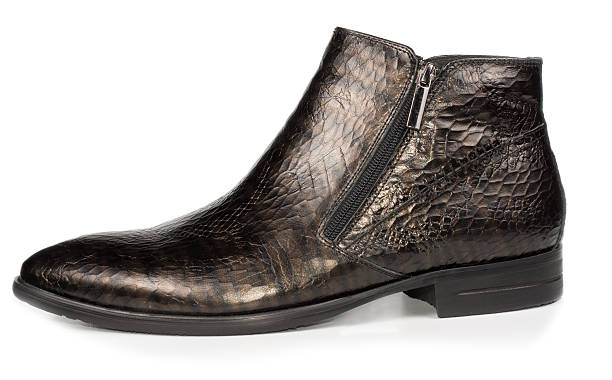 istock Textured dark brown leather mens shoe 454240379