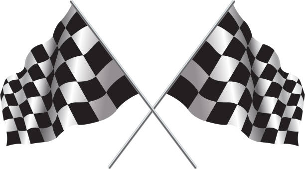 checker flagge - checkered flag flag the end motorized sport stock-grafiken, -clipart, -cartoons und -symbole