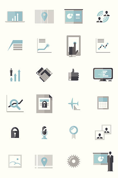Modern Business Data Icons vector art illustration