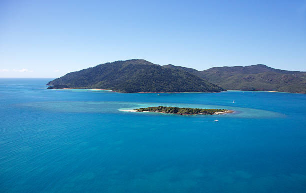 Whitsundays Landscape Aerial of Island stock photo