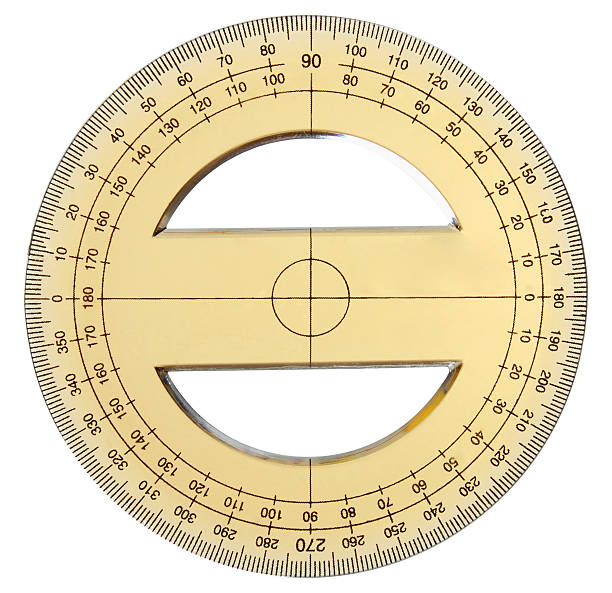 amarillo transparente transportador - geometry geometric shape protractor mathematics fotografías e imágenes de stock