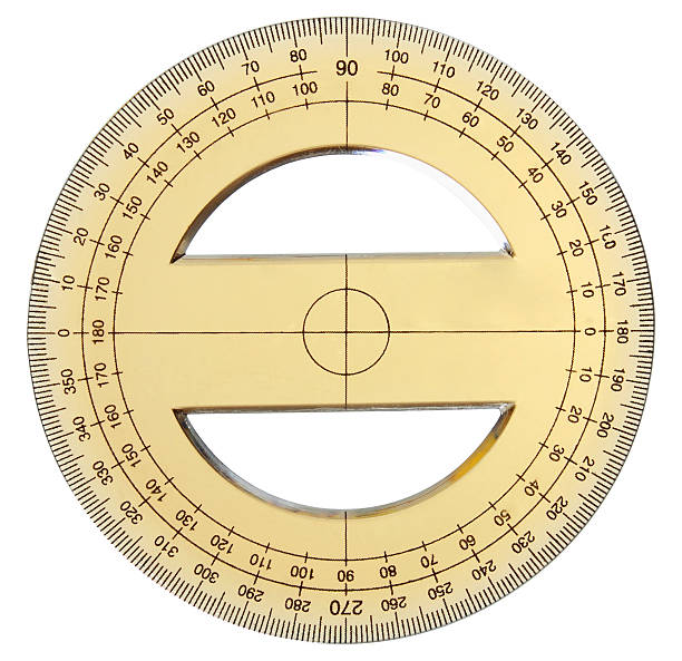 Yellow transparent protractor Yellow transparent protractor on a white background picture of protractor stock pictures, royalty-free photos & images
