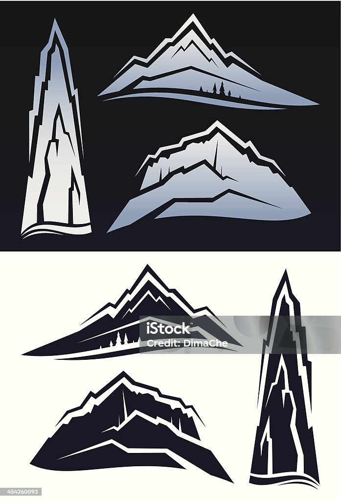 Ensemble de montagnes emblèmes - clipart vectoriel de Himalaya libre de droits