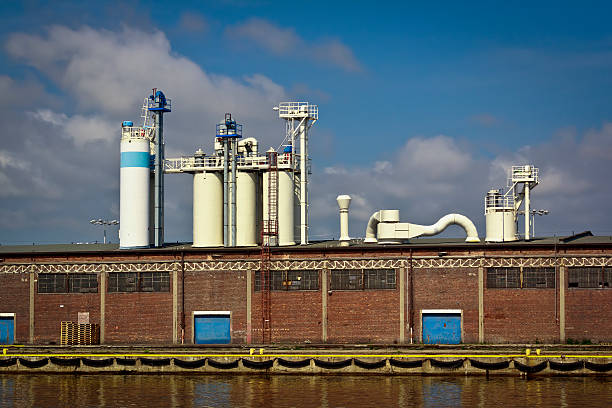 istock Warehouse building with Steel pipelines 454264419