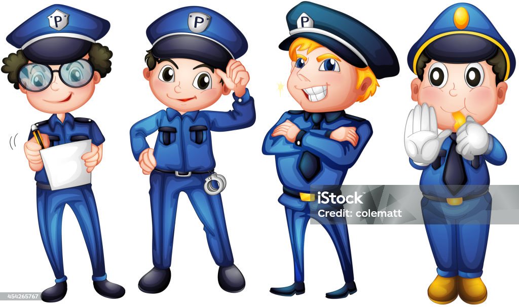 4 policemen - イラストレーションのロイヤリティフリーベクトルアート