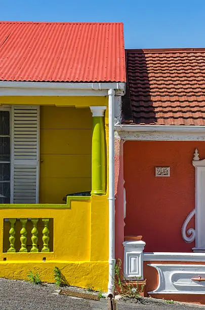 The Colourful Bo Kaap situated in Cape Town in the Western-Cape is a great Tourist Spot. Colourful Porch detail.