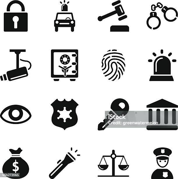 Ikony Bezpieczeństwa - Stockowe grafiki wektorowe i więcej obrazów Ikona - Ikona, Odznaka policyjna, Przestępstwo