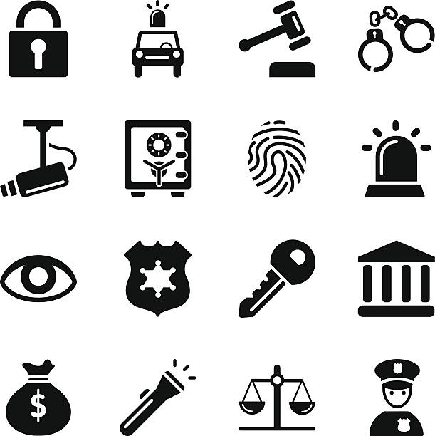 Security Icons Vector File of Security Icons related vector icons for your design or application. bank financial building silhouettes stock illustrations